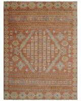 Rust, Beige and Blue Hand knotted Traditional Multi Size Oriental wool Area Rug