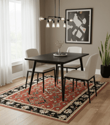 Rust, Black and Beige Traditional Oriental Hand Knotted Custom Made Wool Area Rug