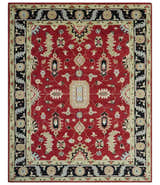 Rust, Olive and Black Hand Knotted Traditional Oriental Custom Made Wool Area Rug
