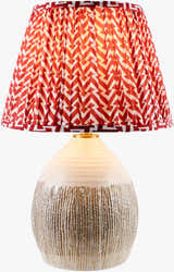 Brick Red Bohemian Table Lamp with global details for bedside or console tables