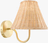 Orange Traditional Wall Sconce with rattan details for hallway or bedroom lighting
