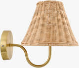 Orange Traditional Wall Sconce with rattan details for hallway or bedroom lighting