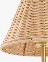 Orange Traditional Wall Sconce with rattan details for hallway or bedroom lighting