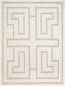 Close-up of the Studio Edit Rachel Zoe x LIVABLISS RZSE-2300 Area Rug. Features a geometric beige pattern on an ivory background. Design-Rectangle