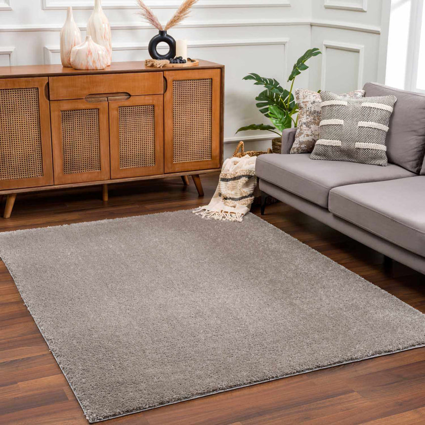 Heavenly Solid Gray Plush Area Rug