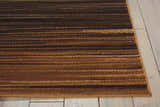 Close-up of Nourison Paramount Multicolor Painterly Area Rug showing brown, beige, and tan horizontal stripes.