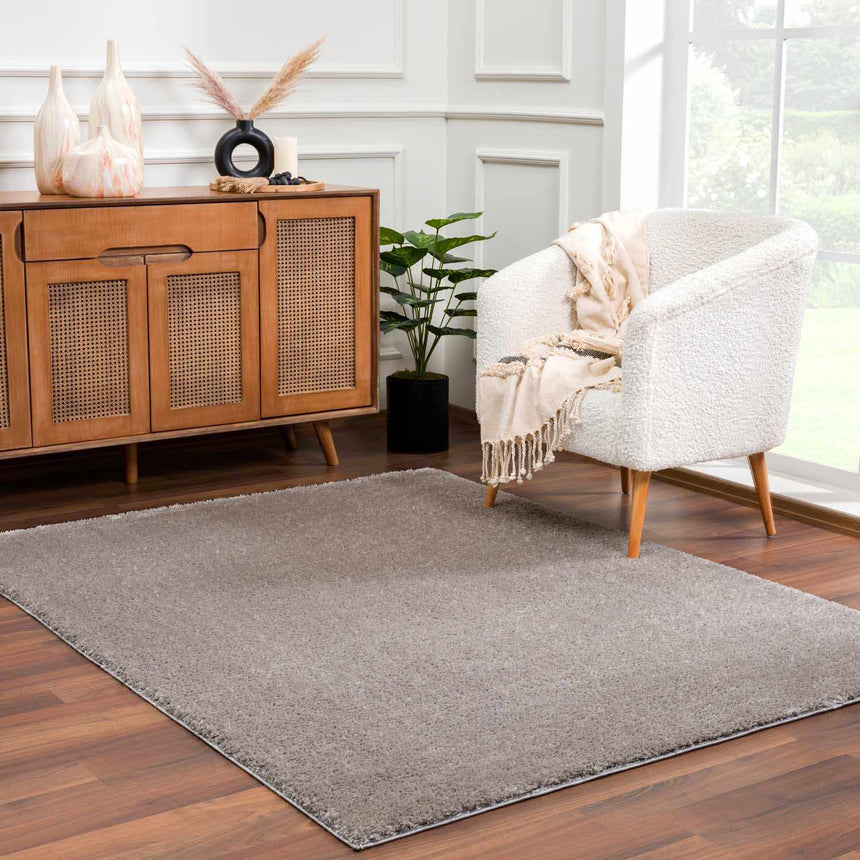 Heavenly Solid Gray Plush Area Rug