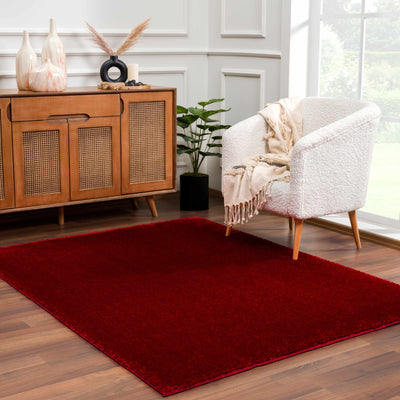 Sample Heavenly Solid Red Plush Rug - Clearance