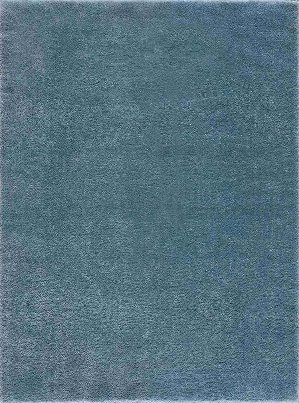Close-up of the plush Heavenly Solid Blue Rug. Soft, shag texture in a solid, calming blue color. Design-Rectangle