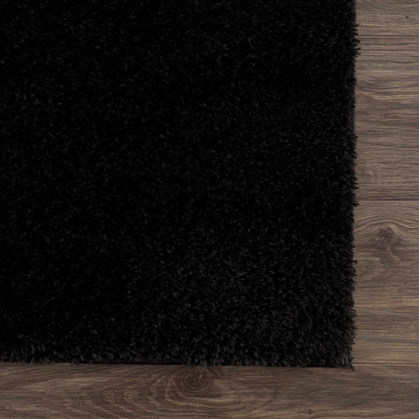 Sample Heavenly Solid Black Plush Rug - Clearance