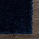 Sample Navero Dark Blue Subtle Wavy Abstract Modern Minimalist Polyester Machine Woven Area Rug - Clearance