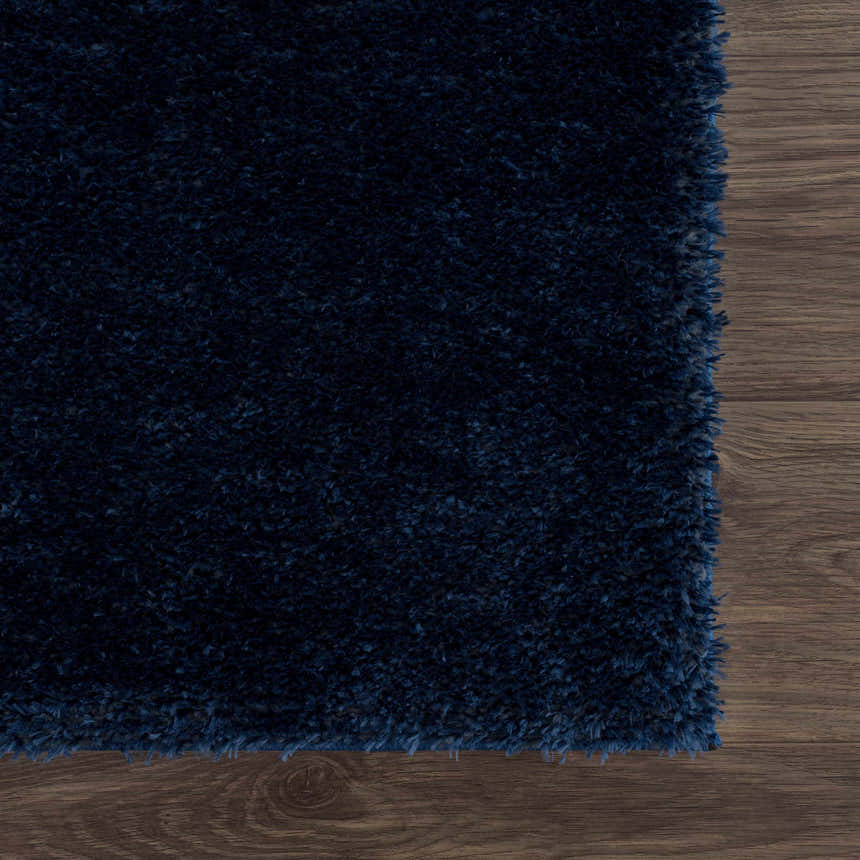 Sample Navero Dark Blue Subtle Wavy Abstract Modern Minimalist Polyester Machine Woven Area Rug - Clearance