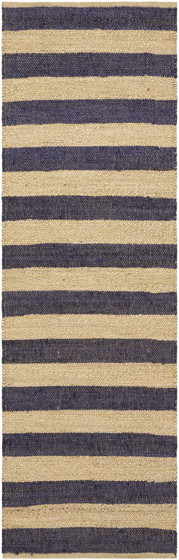 Close-up of Ilkay Beige & Black Jute Area Rug featuring a striped pattern and natural jute texture. Design-Runner-268