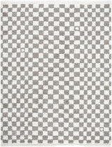 Kieu Taupe Checkered Plush Rug