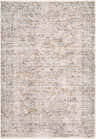 Close-up of the Pinee Light Gray Persian rug. Machine woven polyester rug with beige, cream, and gray traditional pattern. Design-Rectangle-575