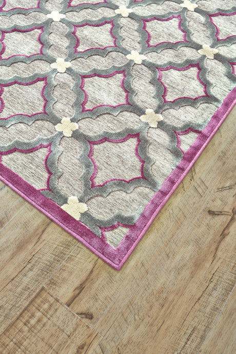 Feizy Saphir Rubus Modern Geometric - Taupe/Gray/Purple Area Rug - Clearance