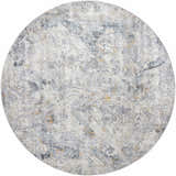 Round Amzie Area Rug with a contemporary abstract design in cloud gray, dark gray, and nutmeg colors. Design-Round-710