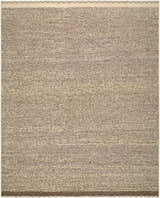 Close-up of the hand woven Anoush Area Rug. Charcoal, ivory, and sandstone wool rug with a traditional farmhouse style. Design-Rectangle-810