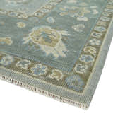 Silver and Brown Antique Traditional Floral Oushak wool area Rug
