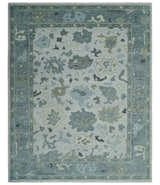 Silver and Gray Hand knotted Traditional Oushak Multi Size wool Area Rug