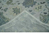 Silver and Gray Hand knotted Traditional Oushak Multi Size wool Area Rug