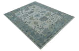 Silver and Gray Hand knotted Traditional Oushak Multi Size wool Area Rug