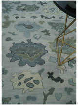 Silver and Gray Hand knotted Traditional Oushak Multi Size wool Area Rug