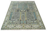 Tree of life Silver and Ivory Hand Knotted Traditional Multi Size Wool Area Rug