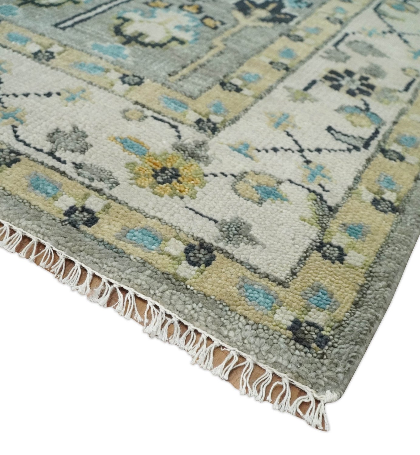Tree of life Silver and Ivory Hand Knotted Traditional Multi Size Wool Area Rug