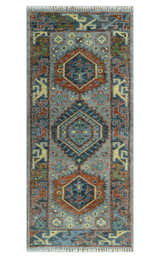 Silver and Rust Oriental Hand Knotted Traditional Living Room Custom made wool Area Rug