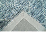 Blue and Ivory Modern Geometric Hand Tufted Natural Wool Rug