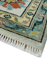 Silver, Ivory and Beige vibrant Colorful Hand knotted Multi Size Traditional Oushak wool Rug