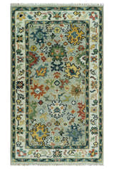 Silver, Ivory and Beige vibrant Colorful Hand knotted Multi Size Traditional Oushak wool Rug