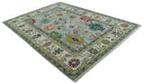 Silver, Ivory and Beige vibrant Colorful Hand knotted Multi Size Traditional Oushak wool Rug