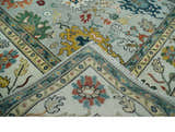 Silver, Ivory and Beige vibrant Colorful Hand knotted Multi Size Traditional Oushak wool Rug