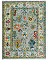 Silver, Ivory and Beige vibrant Colorful Hand knotted Multi Size Traditional Oushak wool Rug