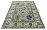 Silver, Ivory and Beige vibrant Colorful Hand knotted Multi Size Traditional Oushak wool Rug