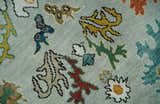 Silver, Ivory and Beige vibrant Colorful Hand knotted Multi Size Traditional Oushak wool Rug