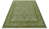 Silver, Olive and Green Traditional Floral Design Custom Made wool area rug