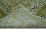 Silver, Olive and Green Traditional Floral Design Custom Made wool area rug