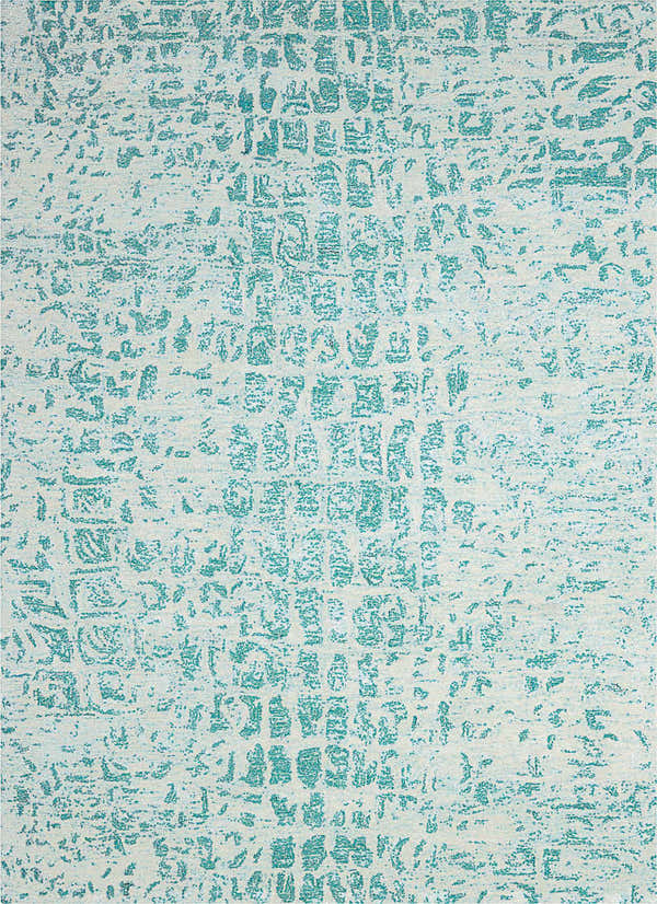 Close-up of Nourison Gemstone Jade rug showing a textured, abstract pattern in jade green on an off-white background.