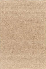 Close-up of the hand woven Alyra Tan Solid Area Rug, showing texture and subtle shades of brown, taupe, and lambswool. Design-Rectangle-576