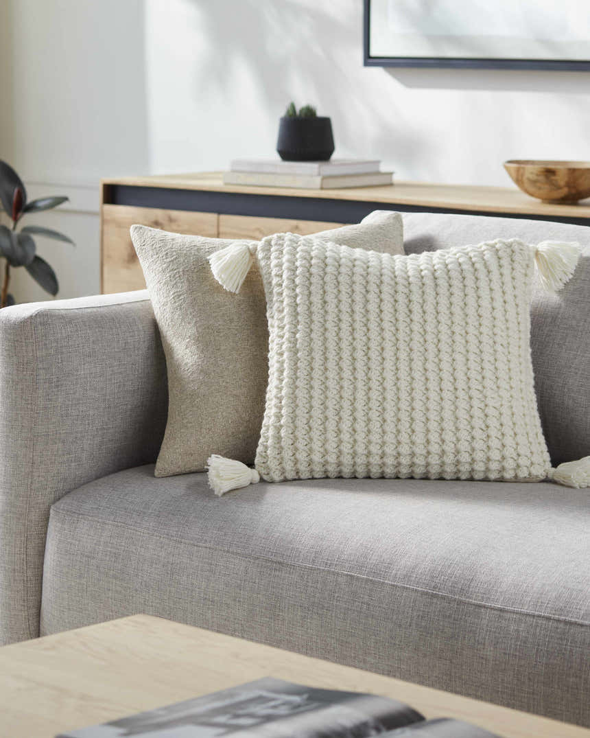 Litzy Cream Throw Pillow