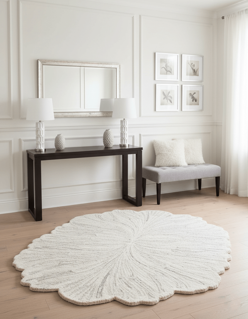Snow Bloom Beige Hand Tufted 5x7 Wool Area Rug