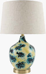 Soft Deep Teal Traditional Table Lamp with linen details for bedside or console tables