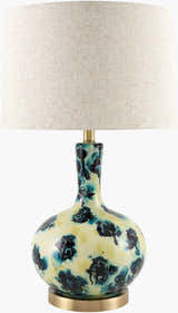 Peach Traditional Table Lamp with linen details for bedside or console tables