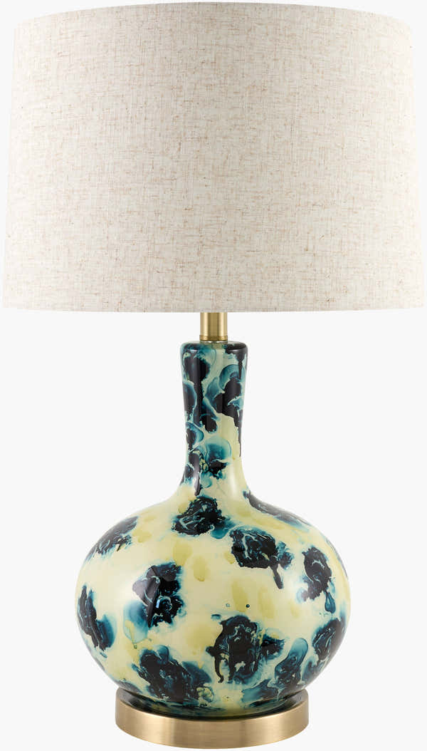 Peach Traditional Table Lamp with linen details for bedside or console tables