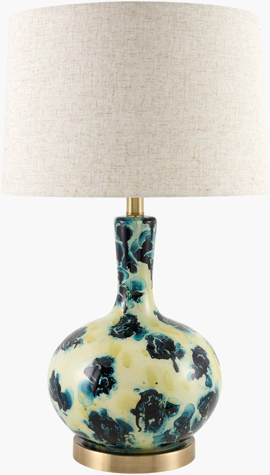 Peach Traditional Table Lamp with linen details for bedside or console tables