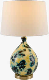 White Traditional Table Lamp with linen details for bedside or console tables