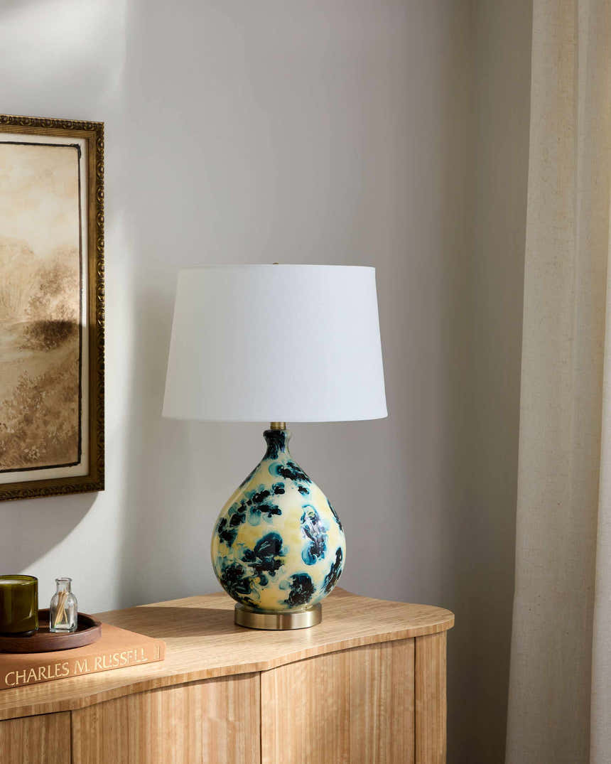White Traditional Table Lamp with linen details for bedside or console tables